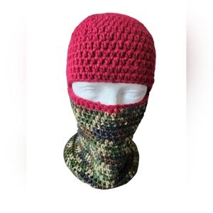 Burgundy-Camouflage Skimask Winter Hat